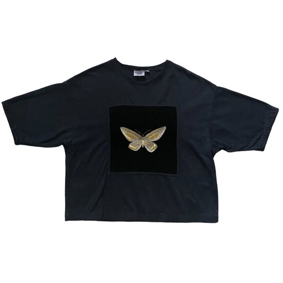Vtg Johnny Was Embroidered Butterfly OSFM T-shirt, Y2K 2000s Boho Casual - Picture 1 of 4
